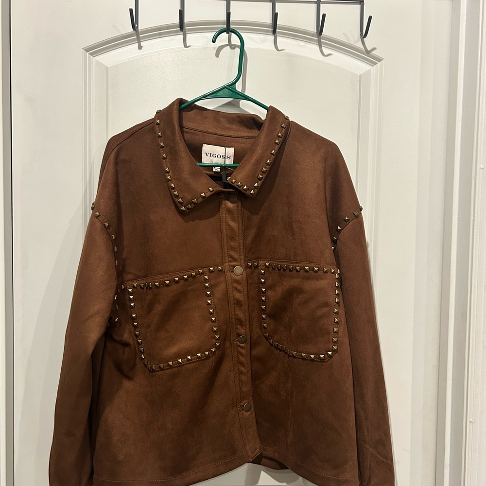 Vigoss Women's Brown Studded Utility Jacket